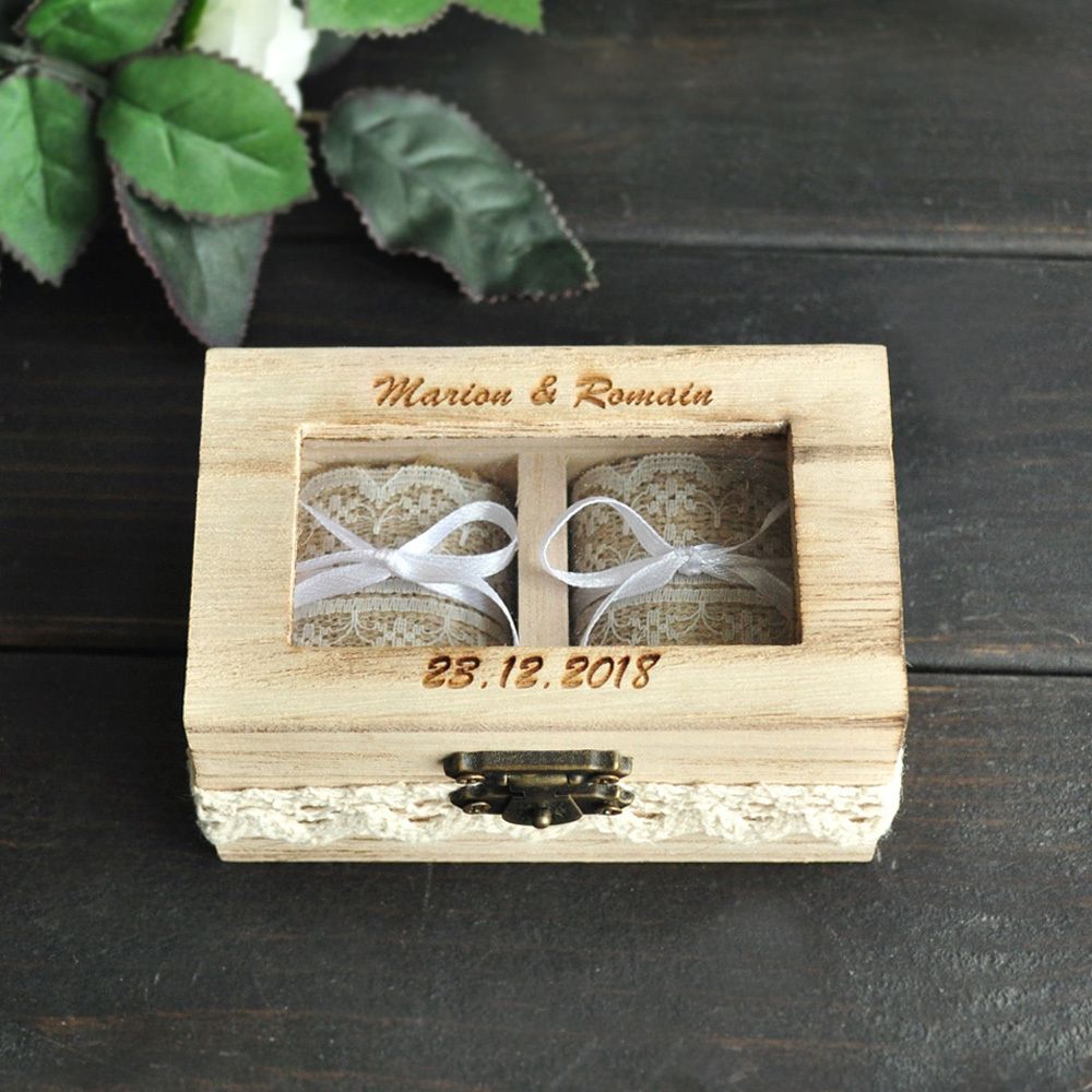 2019 Personalised Wedding Ring Box Double Ring Box Rustic