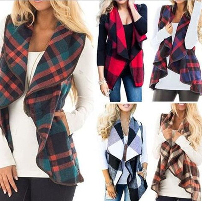 plaid vest cardigan