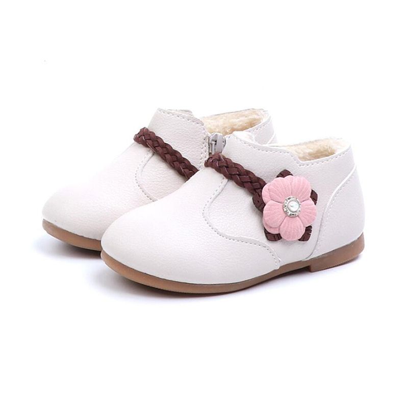 B19101 Toddler Little Girls Kids Flower Children Leather Martin Boots Single Shoes For Gilrs School Cartoon Princess Ankle Boots Girls Size 3 Cowboy