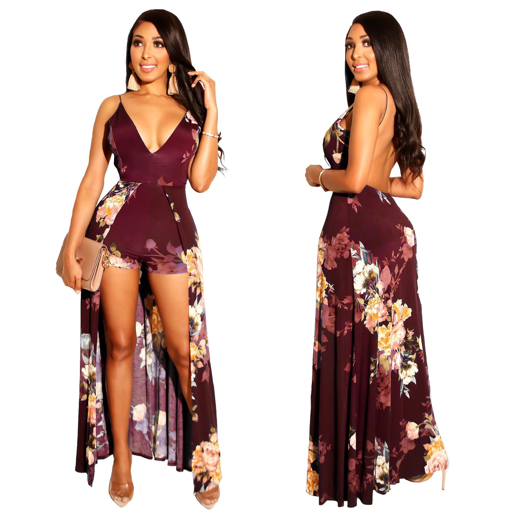 burgundy romper dress