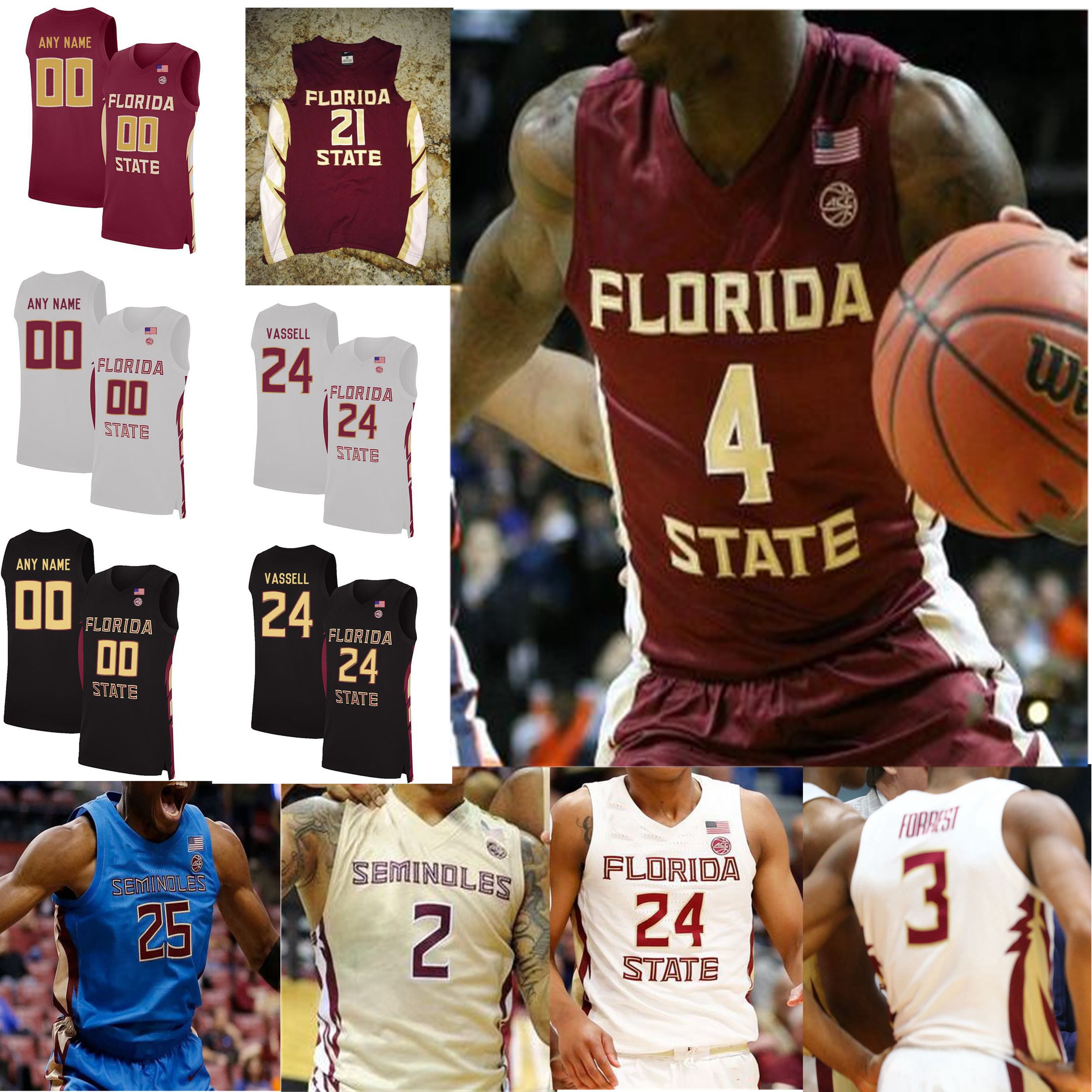 2020 Custom Florida State Seminoles College Basketball Jerseys Men