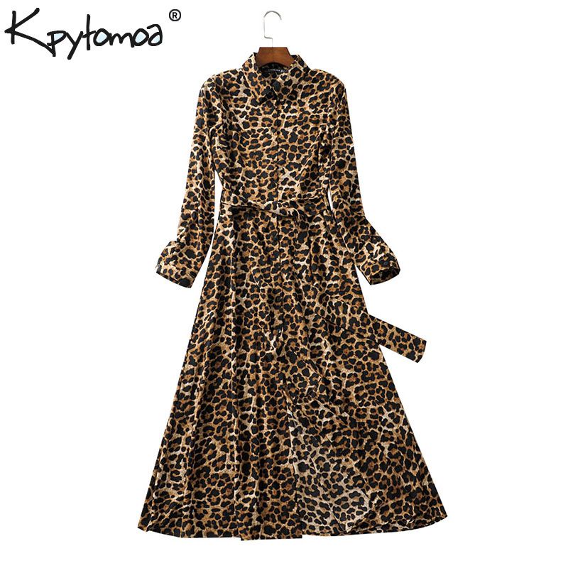 long sleeve leopard print shirt dress