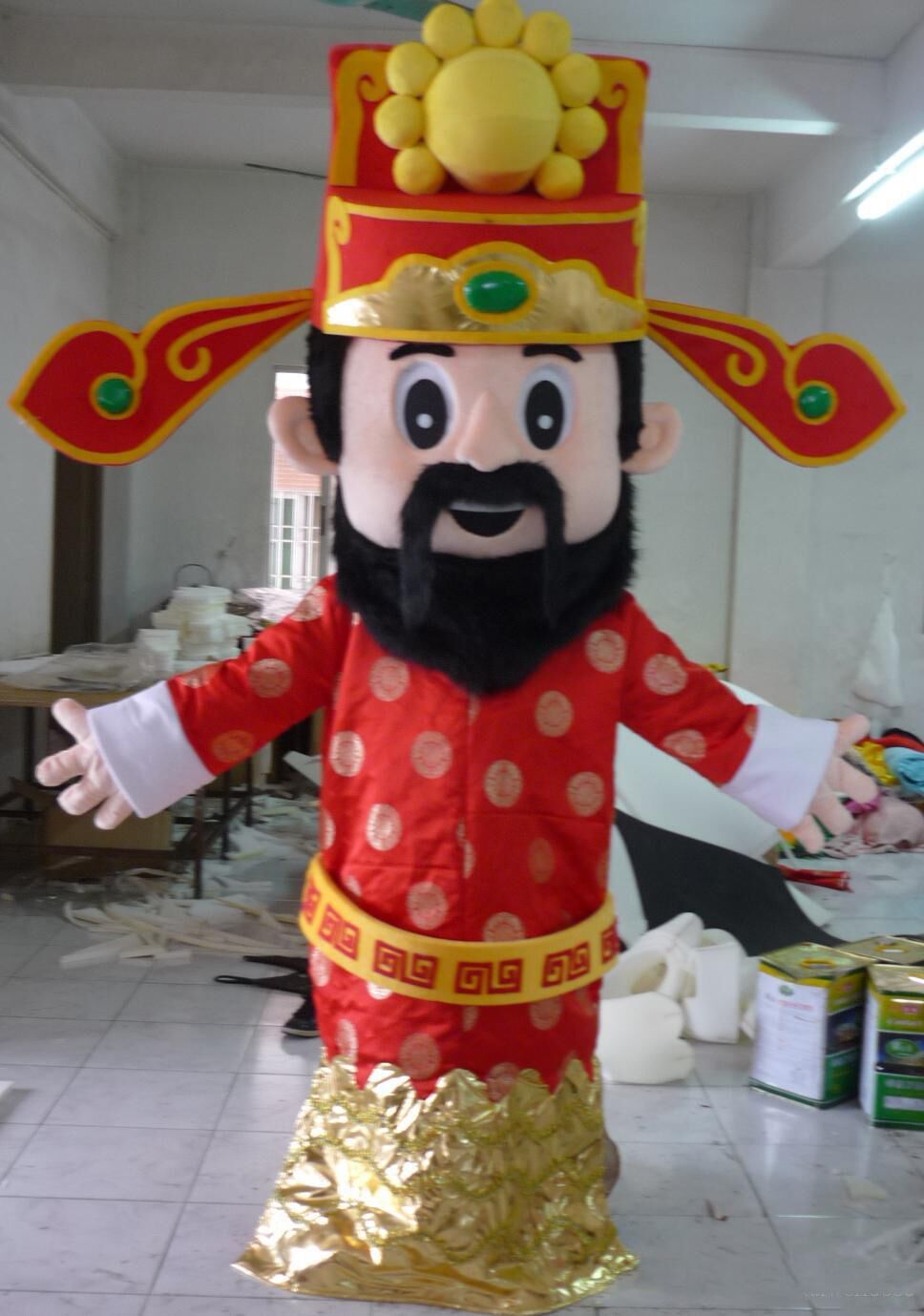 Chinese New Year God Of Wealth Fortune Mascot Costume Adults Cosplay Fancy Dress
