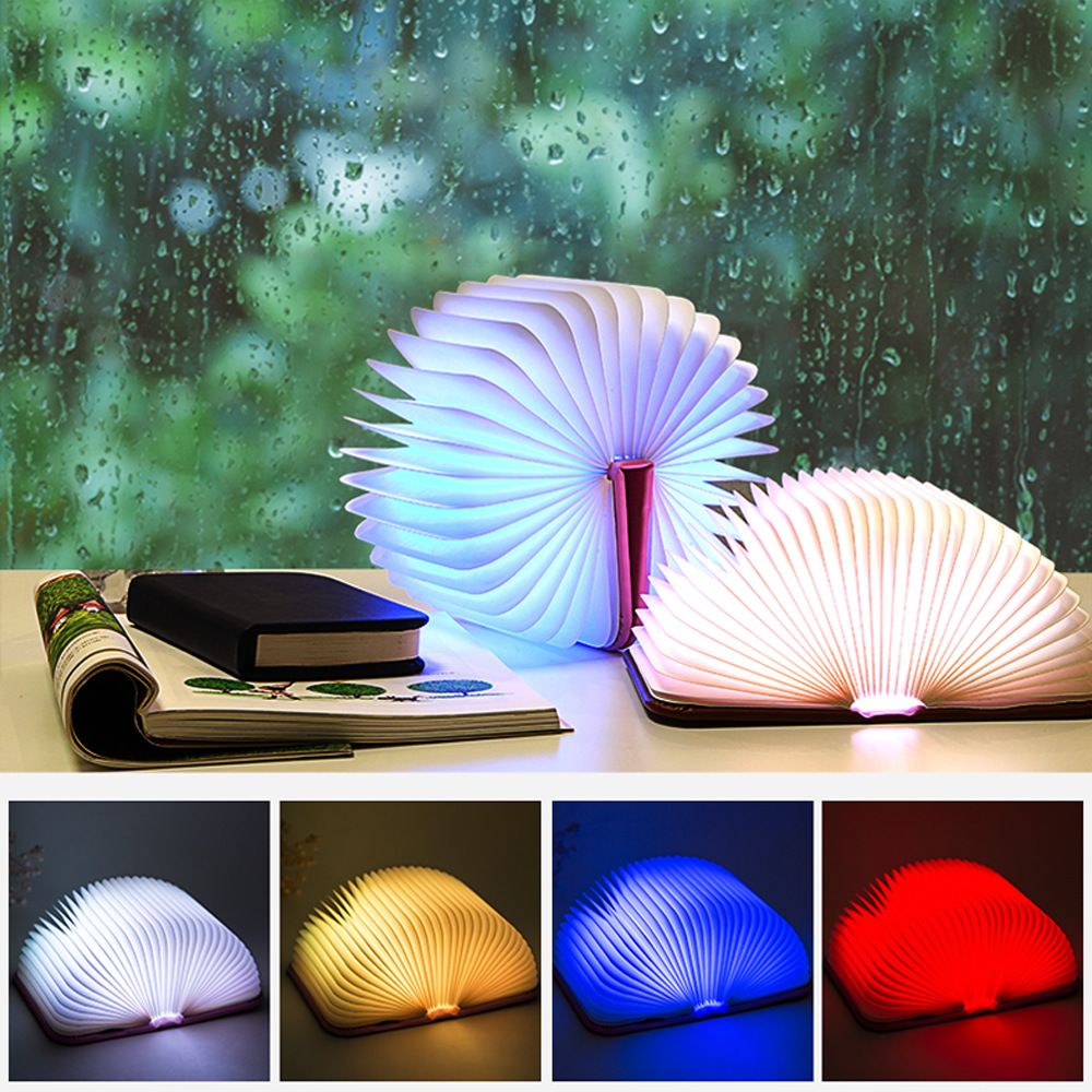 compre nuevas luces led para libros lamparas de escritorio portatiles novetly plegables interfaz usb mini tamano libro de papel kraft blanco lampara