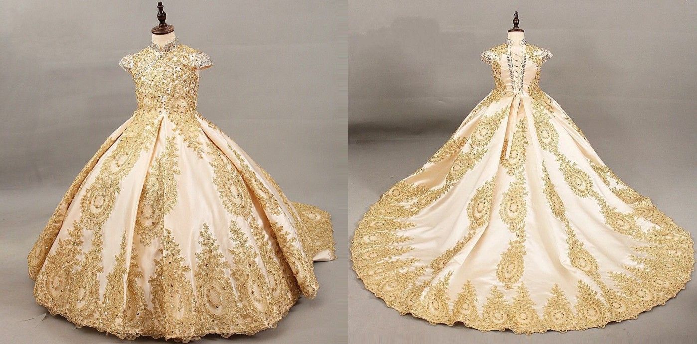 champagne gold flower girl dresses