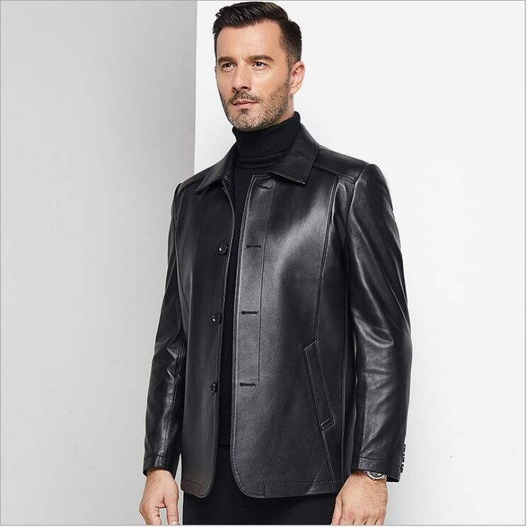 button down leather jacket