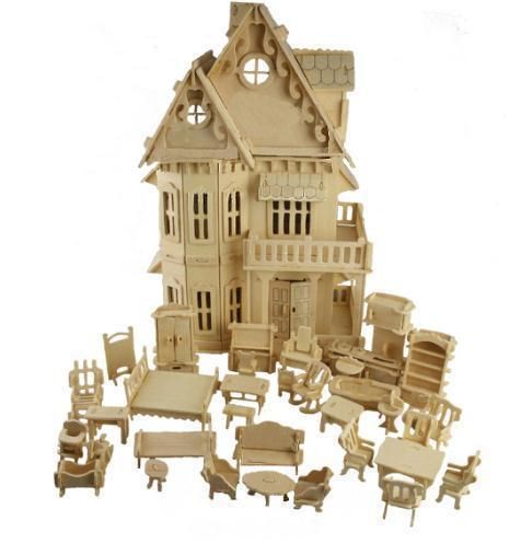 Compre Juguete Del Rompecabezas 3D DIY Juego Cubo Gótico Casa De Muñecas De Madera Escala Modelos \u003d 1 * Casa + 34 * Pcs Muebles 30 * 18 * 45cm A 18,96 € Del Xinwanju04 | DHgate.Com