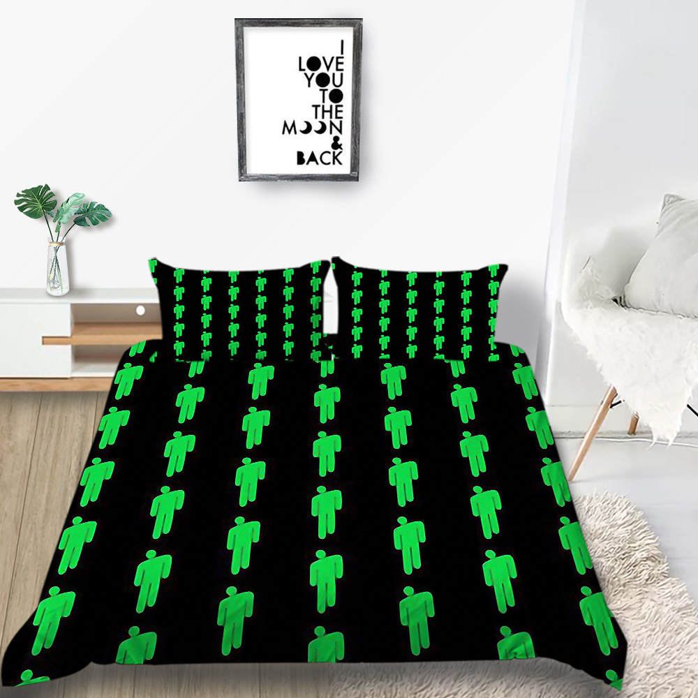 Green Men Bedding Set Single Creative Comfortable Simple Black