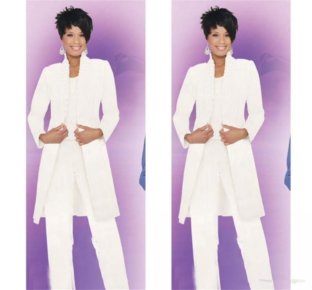 white mother of the bride pant suit