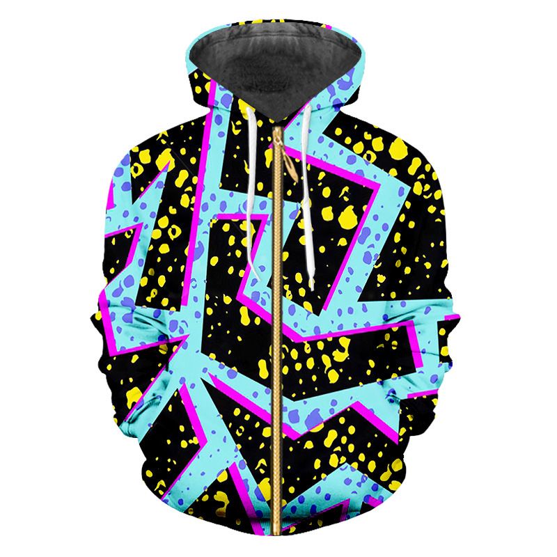 geometric zipper up sweatshirt