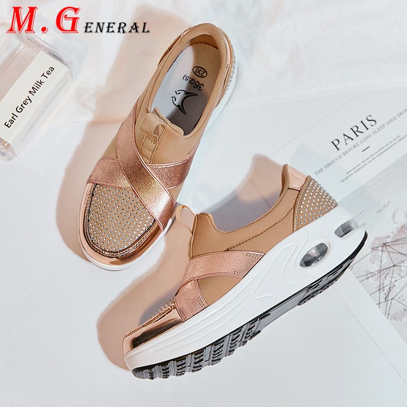 gold slip on tennis shoes