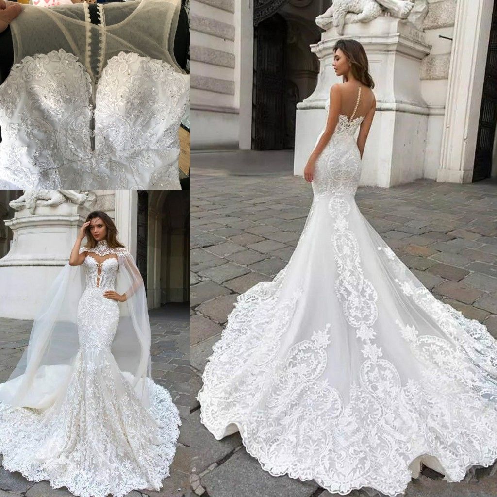 vestido de noiva sereia com capa