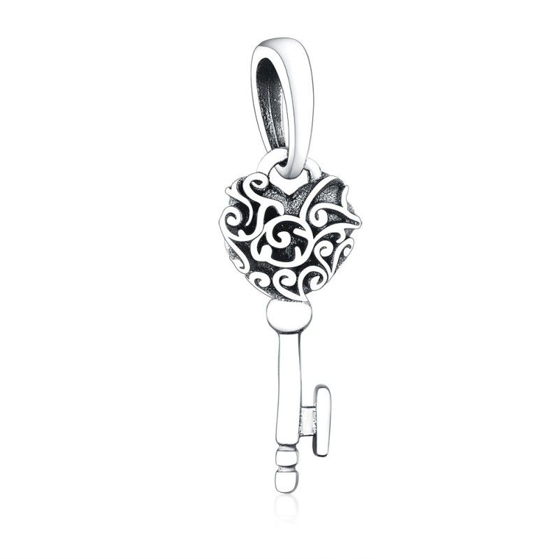 Authentic 925 Sterling Silver The Key Of Heart Pendant Necklace Fashion Jewelry