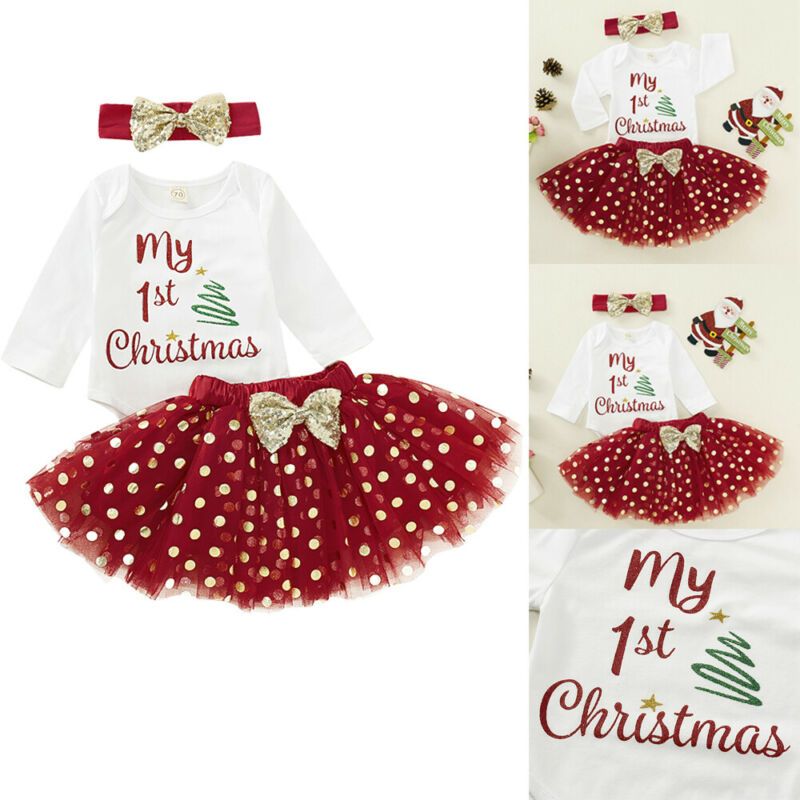 Little Baby Girl Skirt Outfits Sets Word Love Short Sleeve Jumpsuit Romper Top Bowknot Tutu Tulle Skirt