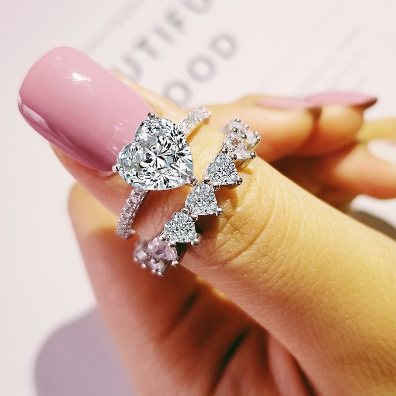 Women Fashion Zircon Ring  Wedding Engagement Ring Set Jewelry Fine Gift