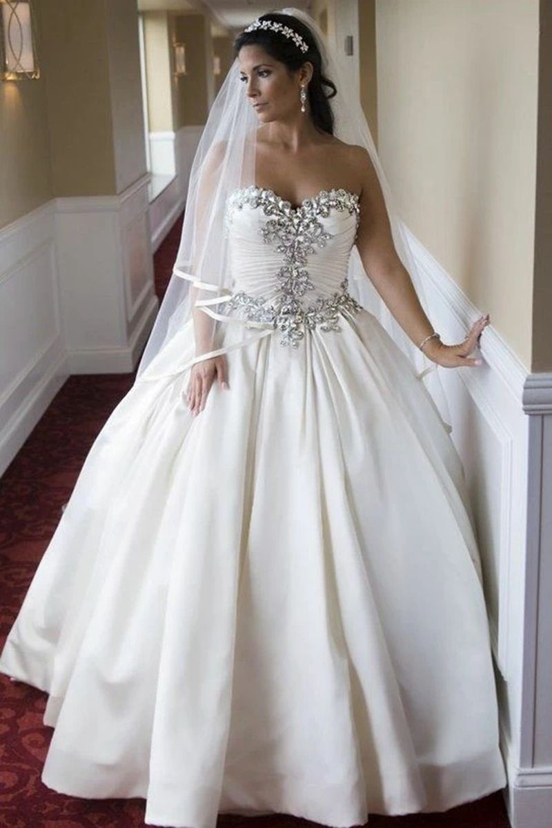 Acquistare Strass Sweetheart Satin Abito Da Sposa Con Sweep Corsetto  Indietro Principessa Cerimonia Nuziale Del Treno Da Sposa Abiti Robe De  Mariée Economico | Consegna Veloce E Qualità | It.Dhgate