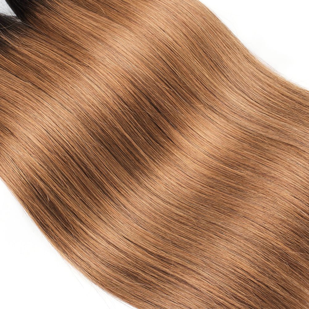 Grosshandel 1b 30 Dark Blonde Bundles Mit Verschluss Glattes Haar Ombre Dark Roots Brasilianische Remy Echthaarverlangerungen 4 Bundles Mit 4x4