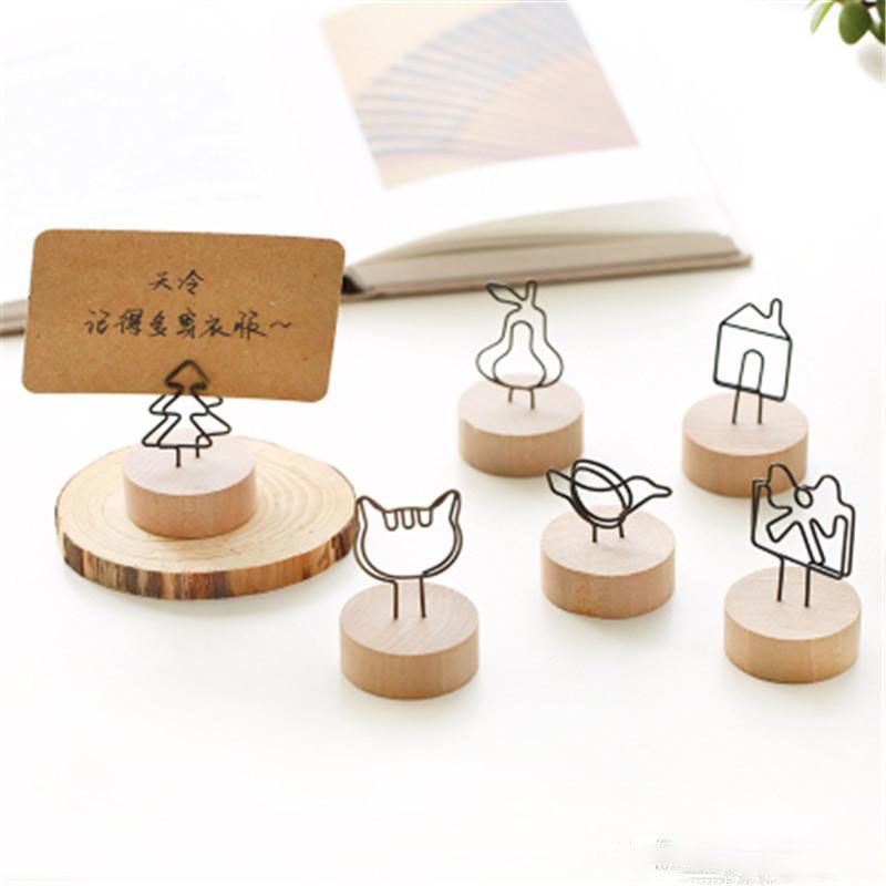 2020 Wooden Seat Card Holder Business Photo Holder Clip Memo