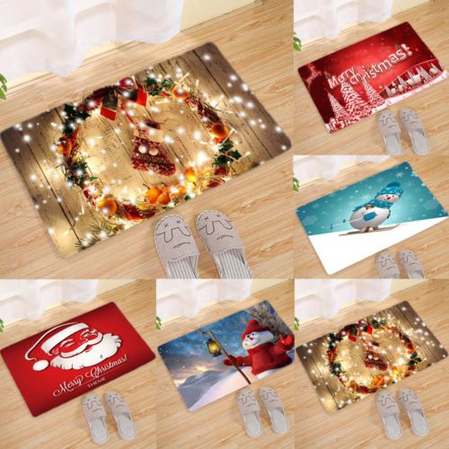 Santa Door Floor Mats Christmas Area Rug Holiday Decor Kitchen