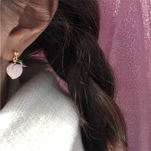 Earrings For Women Peach Stud Earrings Contracted Joker Cute Girl Peach Female Stud Earrings