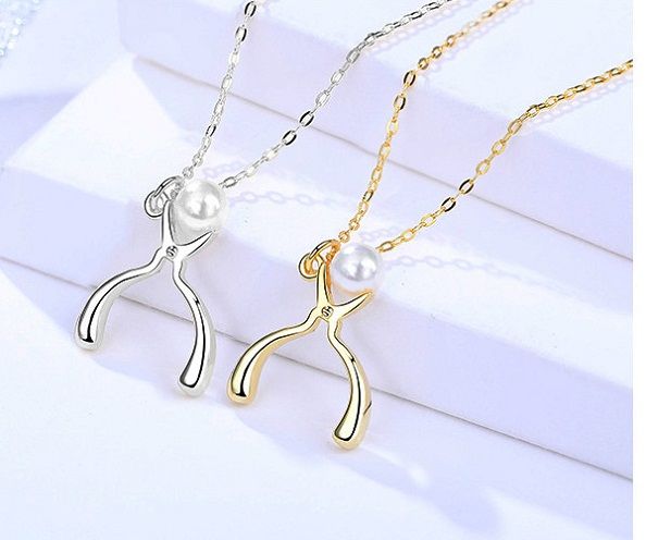 Plata esterlina 925 Collar Colgante de perlas de línea Trenzado Mujer Moda Joyería