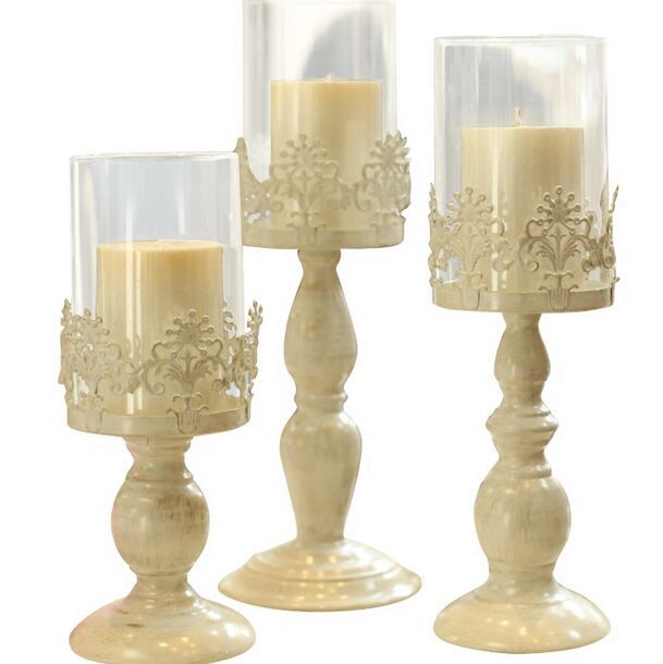small white candle holders