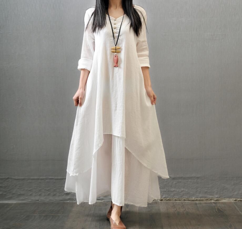 cotton linen maxi dress