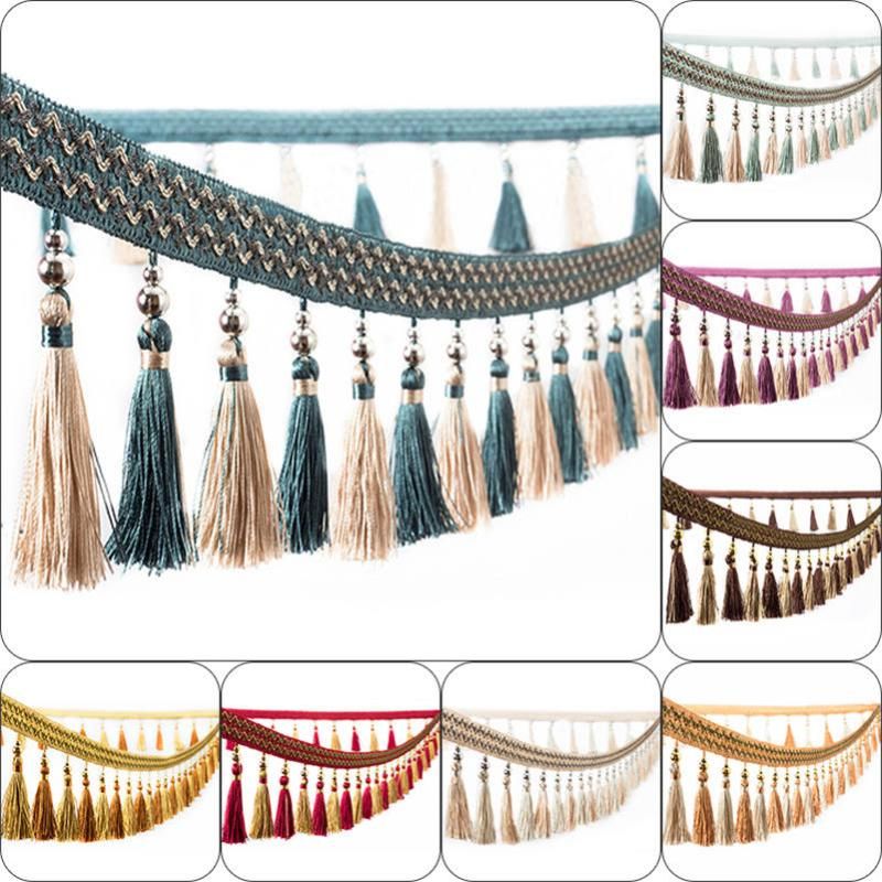 Ribbon 1M Curtain Tassel Beaded Fringe Sewing Trim Braid Boho Upholstery DIY From Jeanyme, 35.