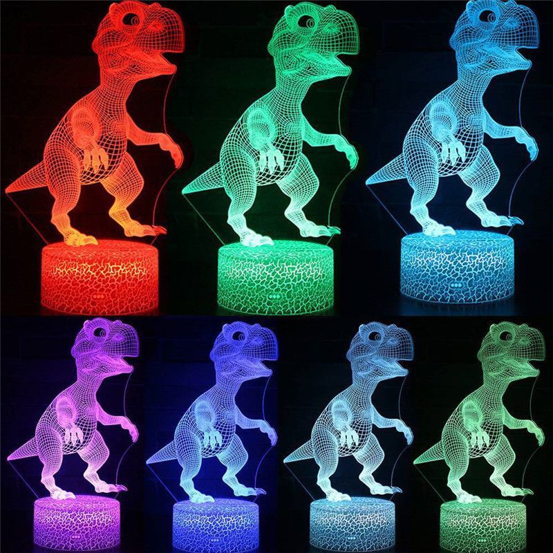 Dinosaurios L1 3D Lámpara de Escritorio Win-Y LED 7 del tacto del color de la lámpara del dormitorio del hogar decoración de la oficina para los niños y regalo de Navidad de cumpleaños 