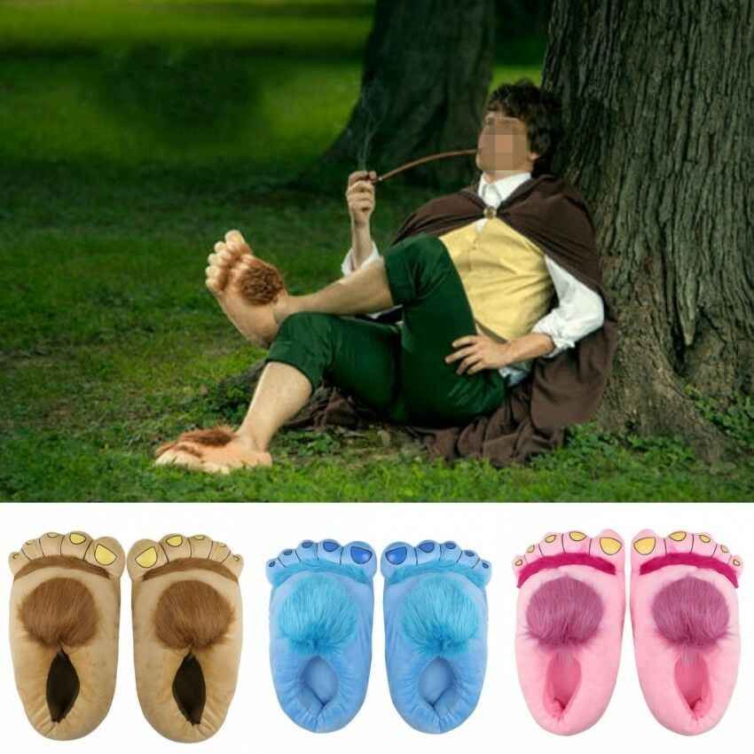 Hobbit Feet Hairy Plush Shoes Furry Adventure Winter Warm