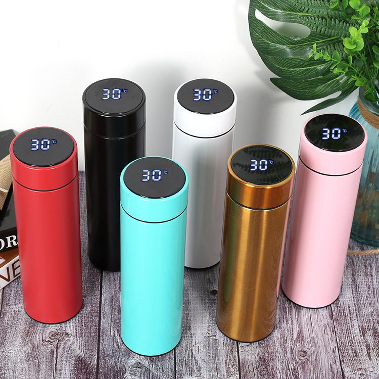 Yubenhong 500ml thermos water bottle vacuum insulated mug 304 stainless steel LCD touch screen temperature display Gift for Women Men Boy Girl