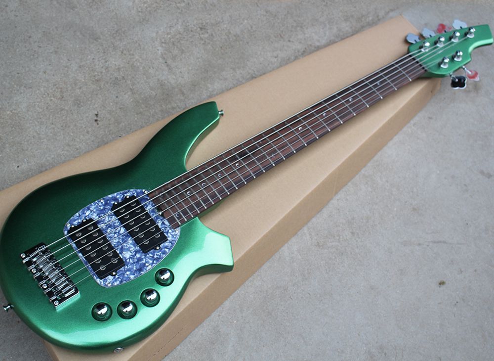 Factory Wholesale 6 Strings Metallic Green Music Electric Bass With 24
