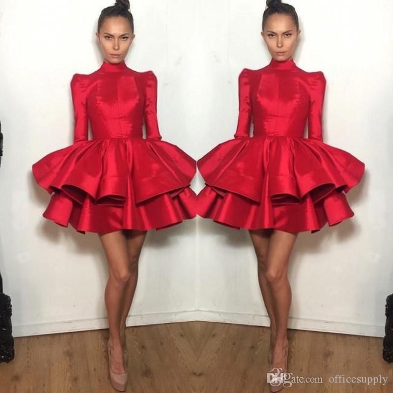 red short ruffle dress