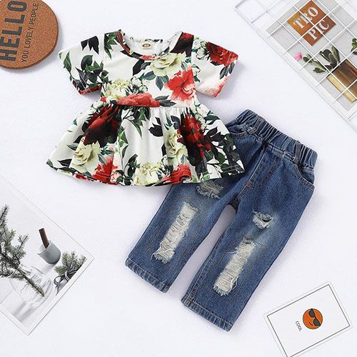 Compra Niños Ropa De Diseñador Niñas Trajes Niños Vestido Floral Tops +  Hole Pantalones De Mezclilla 2 Unids / Set 2019 Moda Bebé Ropa Conjuntos 2  Estilos C6571 Barato | Entrega Rápida Y Calidad | Es.Dhgate