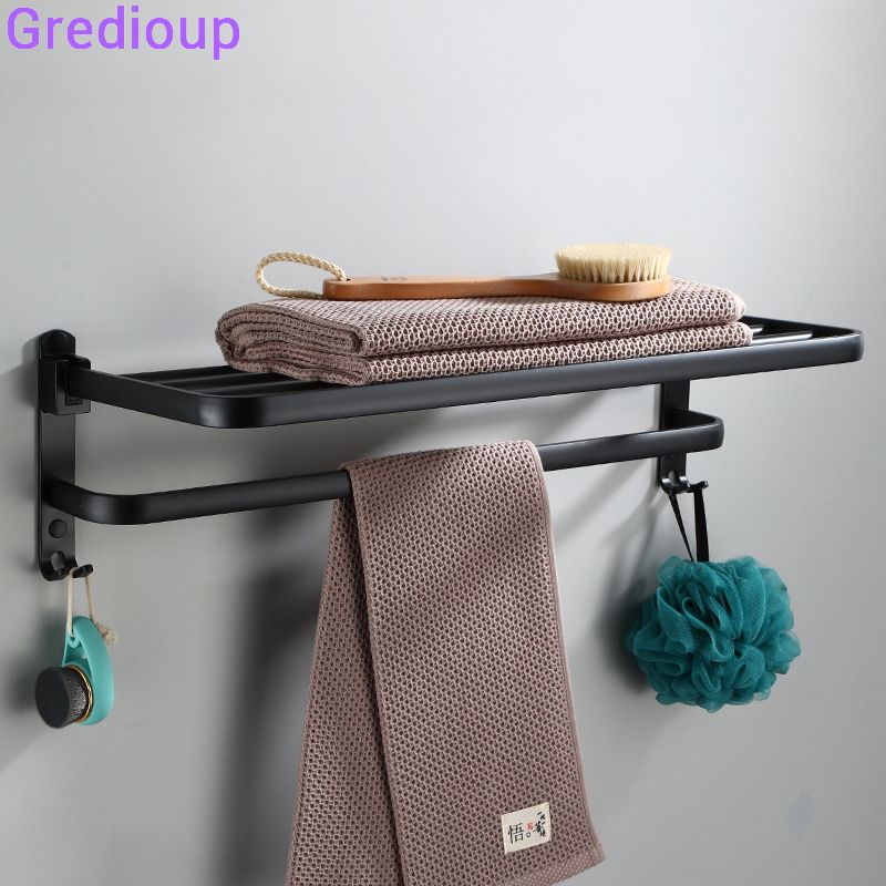Free shipping] 60cm Rust-proof 304 Stainless Steel Towel Rack Organizer for  Bathroom Hanging Holder Punch-free Bathroom Storage Shelf With Adjustable  Hooks Free-Installation Wall Mounted Washroom Accessories Set