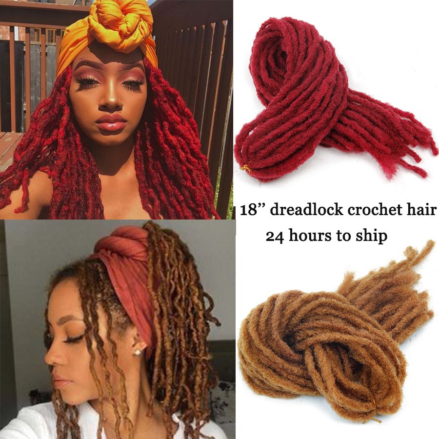 18 inch dreadlock faux locs crochet hair braid bob marley synthetic braiding  hair extensions bundles for black women 90g/piece 24 strands