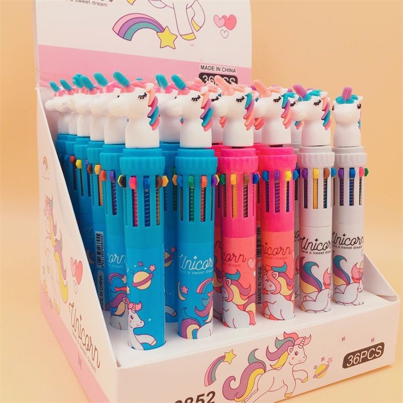 3D Cartoon Unicorn Colorful Ballpoint Pen Ball Point Pens Children Kids Gifts