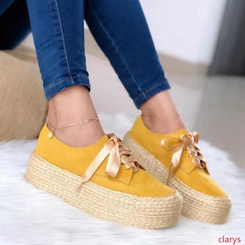 2020 Women Canvas Loafers Girls Lace Up 