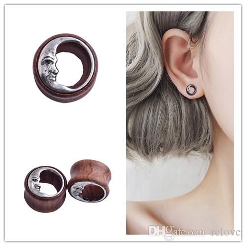 Plugs & Tunnels Online Sale 2018 New Arrival Antique Silvery Moon Piercing Tunnels Ear Plugs Wood Body Jewelry Ear Expander 8mm 20mm 490209957 |