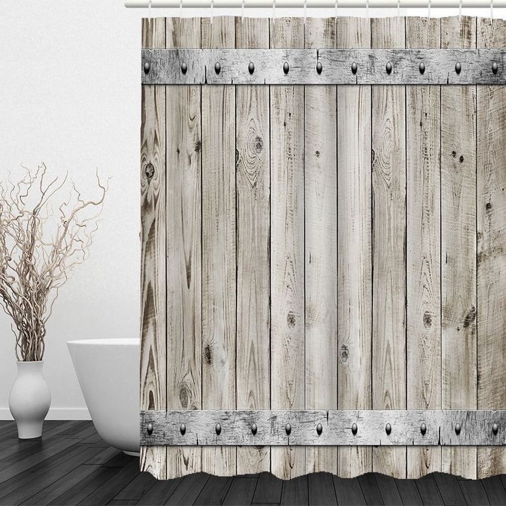 2020 Wood Shower Curtain 200X200 Mat Vintage Decorative Waterproof