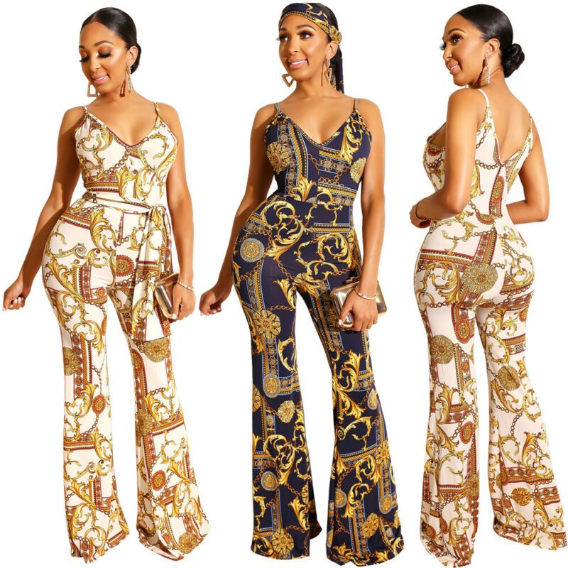 chain print jumpsuit
