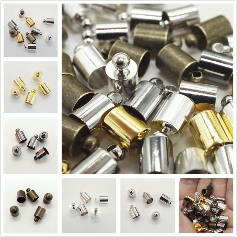 Tassel 50pcs Leather Cord Jewelry Accessories End Crimp Beads Cap End Tip Cap