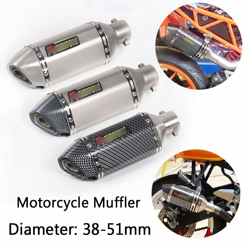 38-51mm Universal Short Motorcycle ATV Exhaust Muffler Pipe Stainless Silencer