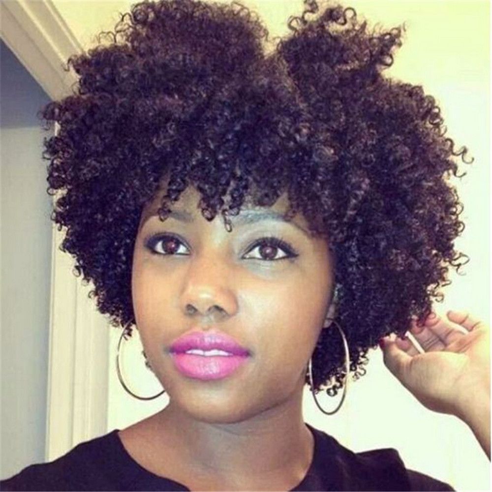 Short curly afro lace front wigs Clearance
