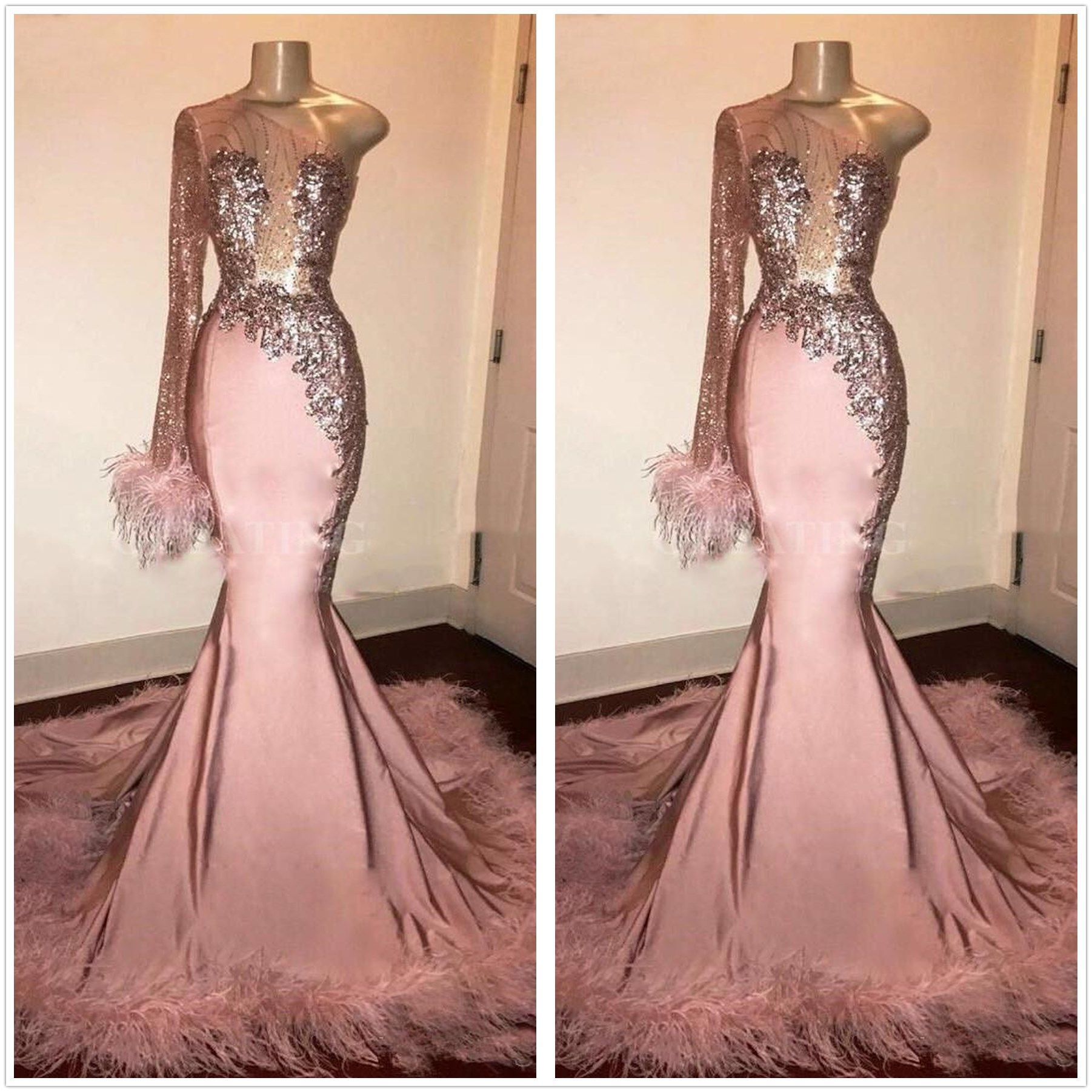 glitter mermaid prom dress