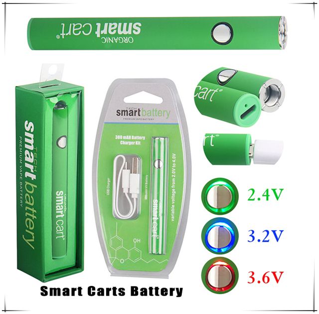 Smart Cart Battery 380mAh Push Button Preheat VV Variable Voltage