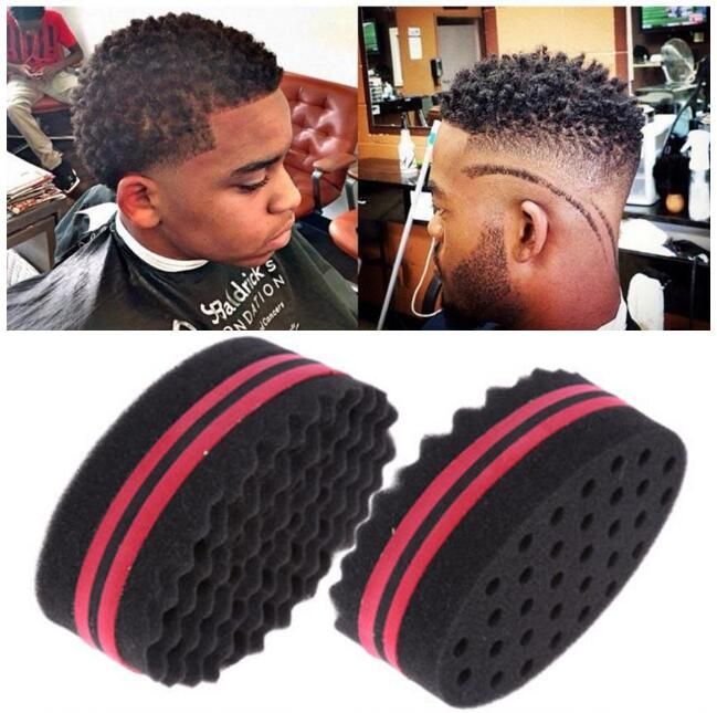 Magic Double Head Sponge Men Barber Hair Brush Black Dreads