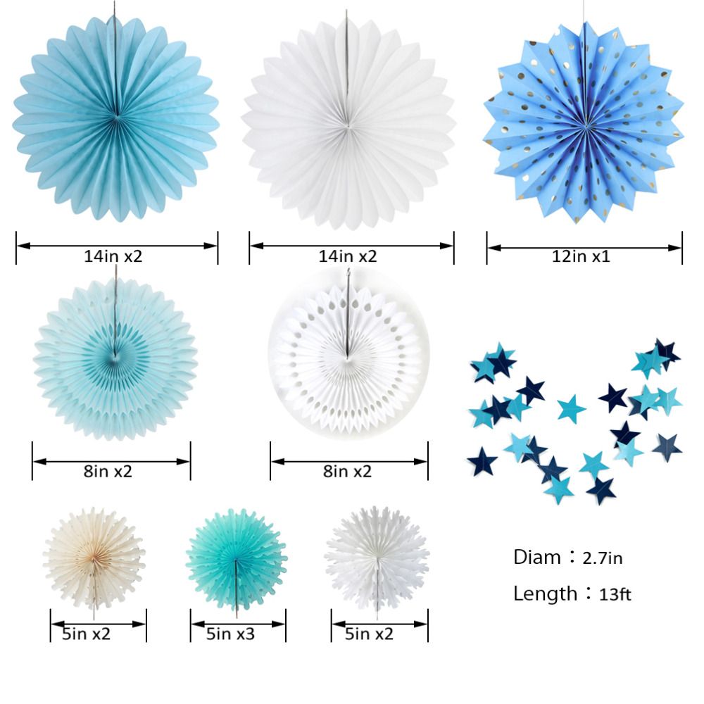 Acheter Bleu Blanc Decoration De Fete Danniversaire Ensemble De Papier Rosettes Fans Etoile Guirlande Pour Le Premier Anniversaire Bebe Douche Fete Toile De Fond De 11 71 Du Totwo10 Fr Dhgate Com
