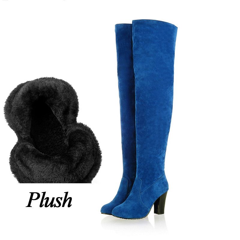 blue suede knee high boots uk
