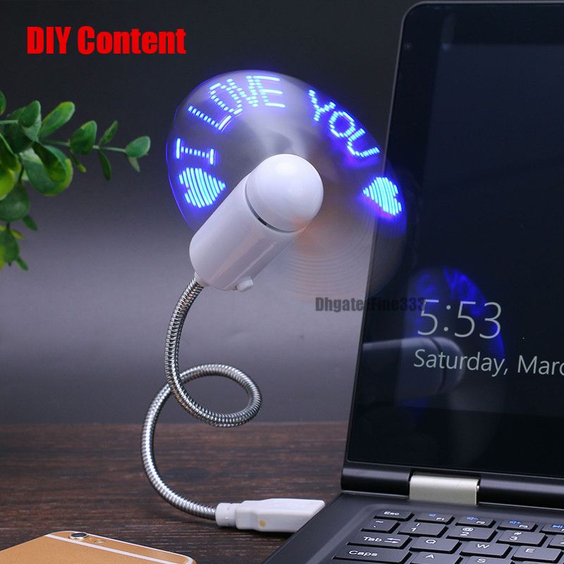 Portable USB Fan Flexible Mini Gadgets With LED Light Display Clock USB